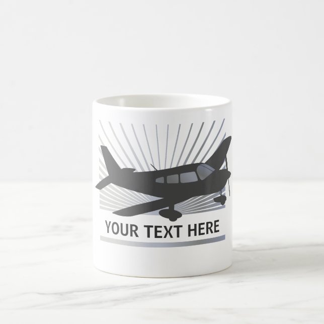 Skräddarsy text - lågt vingeflygplan kaffemugg (Center)