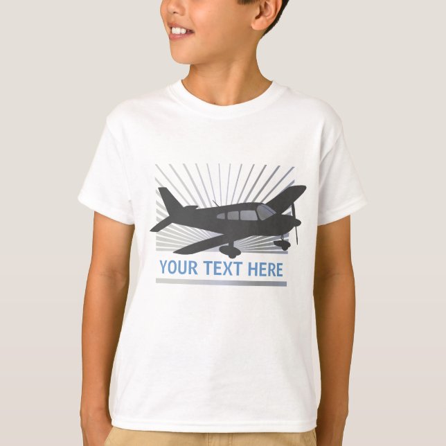 Skräddarsy text - lågt vingeflygplan tee (Framsida)