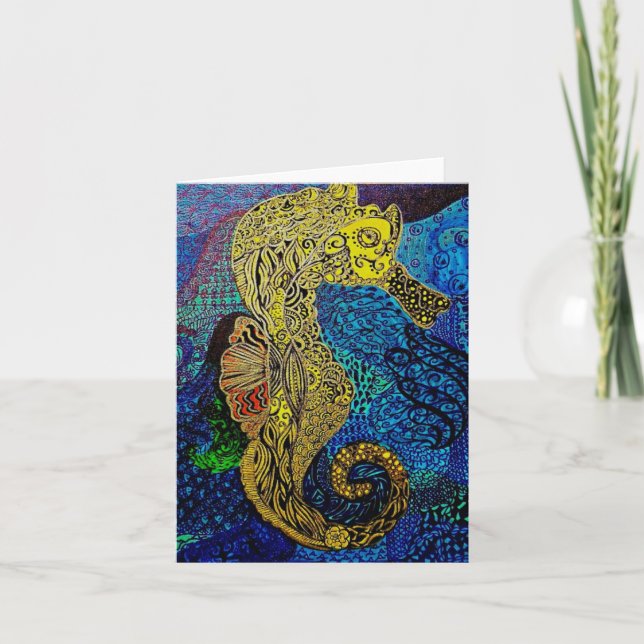 Skräddarsy tomma notecards för Seahorse det Kort (Framsida)