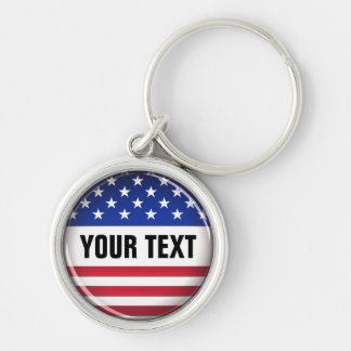 Skräddarsy USA Keychain Rund Silverfärgad Nyckelring