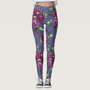 Skräddarsy & välj färgen - purpurfärgad blom- leggings