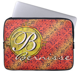 Skräddarsy varmt fioreorangeguld laptop sleeve