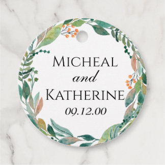 Skräddarsydd akvarell botanisk krans gåvor etiketter