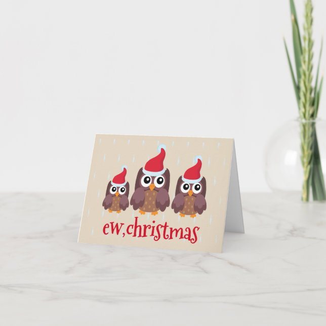 Skräddarsydd Ew Jul Rolig Ugglor Anti Jul Helgkort (Framsida)