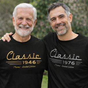 Skräddarsydd födelsårs T-shirt i klassisk bilstil