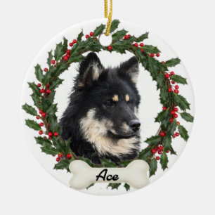 Skräddarsydd julgranskula med foto av hund eller k