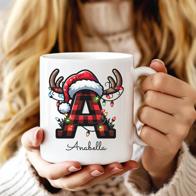 Skräddarsydd Julmugg-gåva för Barn, Mamma och Papp Kaffemugg (Custom Monogram Christmas Mug – Personalized Holiday Gift for Him or Her)