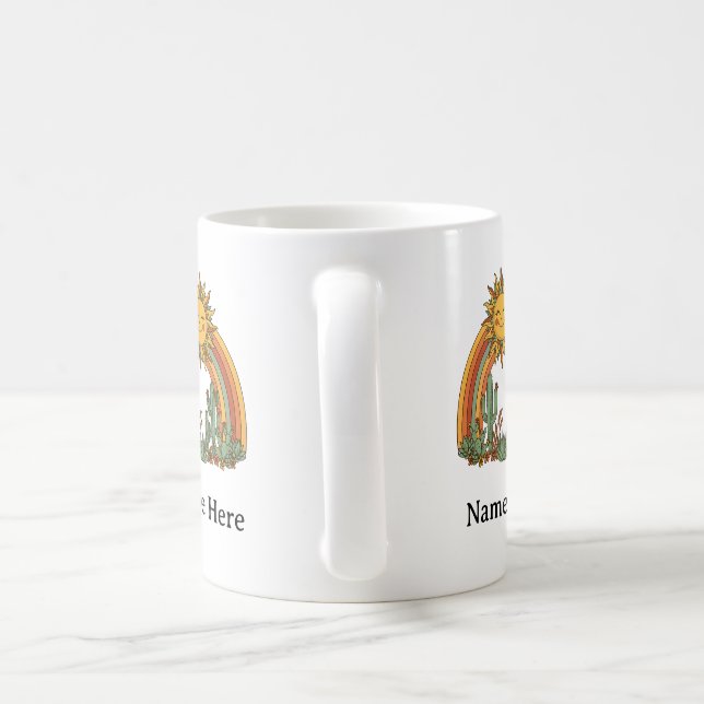 Skräddarsydd kaffemugg med sol regnbåge kaktus nam (Handtag)
