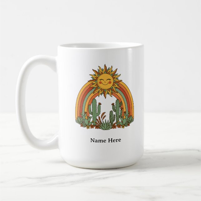 Skräddarsydd kaffemugg med sol regnbåge kaktus nam (Vänster)