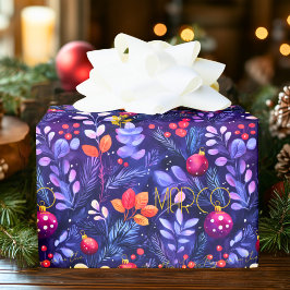 Skräddarsydd lila botanisk julförpackning presentpapper
