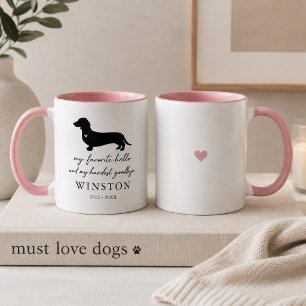Skräddarsydd minnessak för bortgången hund Dachs Mugg