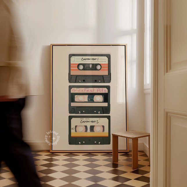 Skräddarsydd Mixband Kassettsvägg Art Print Poster (Custom Mixtape Cassette Wall Art Print)