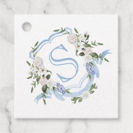 Skräddarsydd monogram krukvasakrans gåvor etiketter