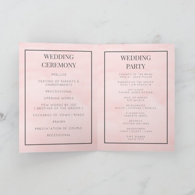 Skräddarsydd monogram vikbar bröllopsprogramkort program (Inuti)
