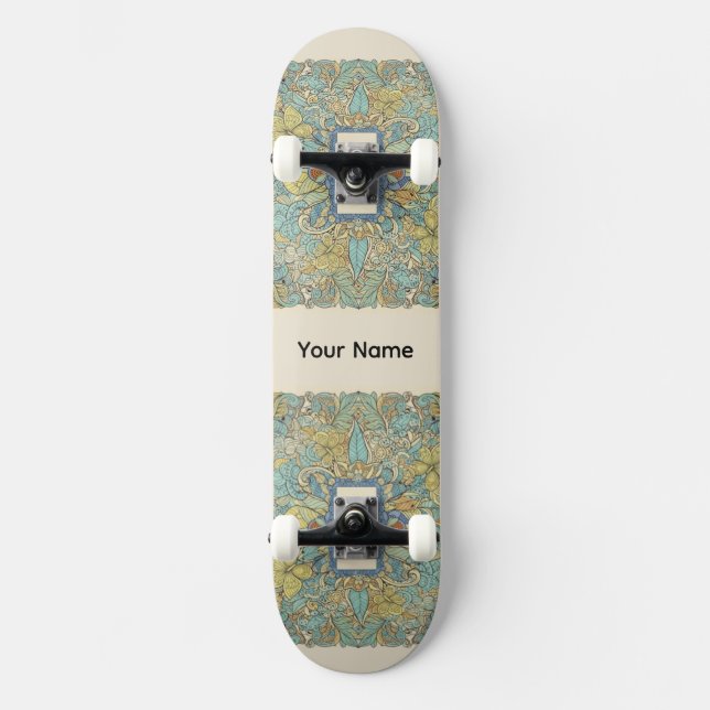 Skräddarsydd namn konstnärlig Zentangle skateboard (Framsida)
