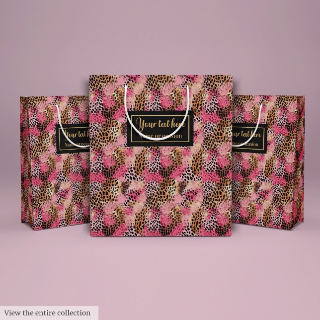 Skräddarsydd namn leopardskinns vattenfärg present (Custom name leopard skin watercolor gift pack Medium Gift Bag)