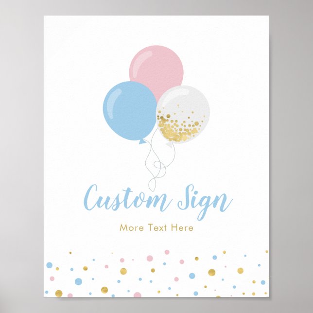 Skräddarsydd partiskylt för baby shower i rosa, bl poster (Framsidan)
