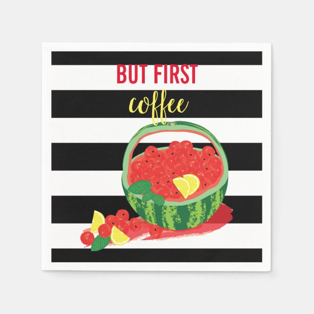 skräddarsydd vattenmelon basket på strimlad bakgru pappersservett (Framsidan)