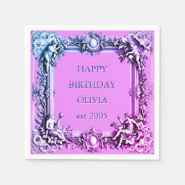 Skräddarsydd viktoriansk rullram Elegant lila rosa Pappersservett