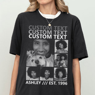 Skräddarsydd Vintage Skapa Din Egen 6 Fotos Kollag T Shirt