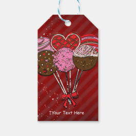 Skräddarsydda hjärt-dags-cakepops för födelsedagsf presentetikett