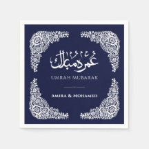 Skräddarsydda Navyblå Umrah Mubarak servetter med