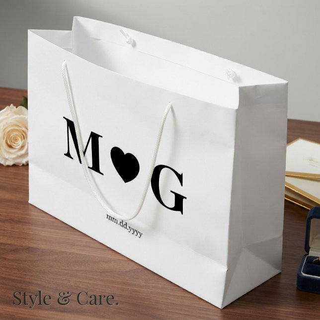 Skräddarsydda parmonogram stora presentpåsar för g (Custom Couples Monogram Large Gift Bag for Gifts)