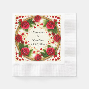 🌹 Skräddarsydda röda rosor lyser 💖 Elegant bloms Pappersservett