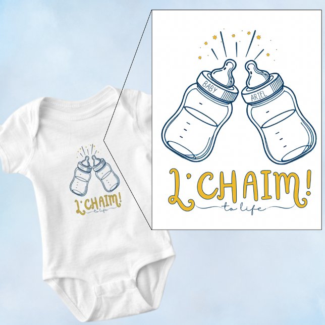 Skräddarsytt "L'CHAIM"! Baby Bris eller namn T Shirt (Skapare uppladdad)
