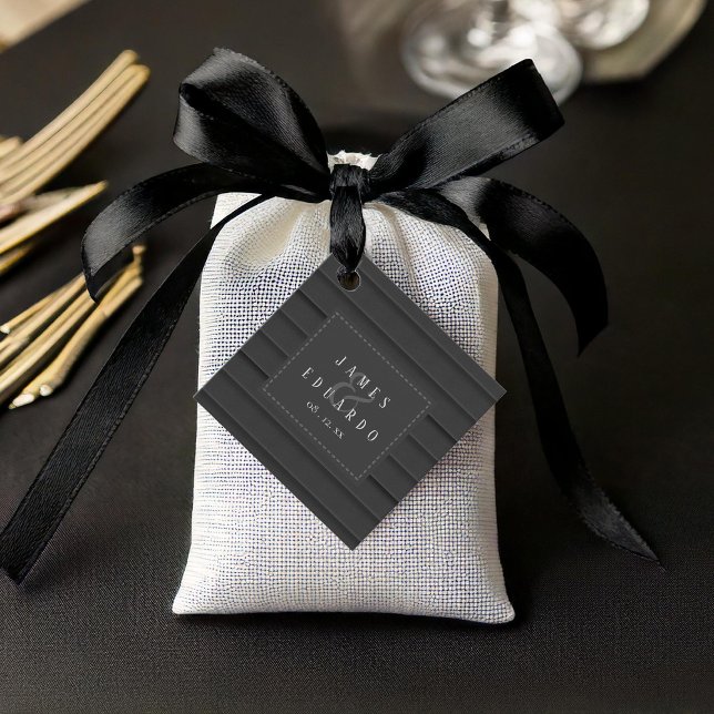 Skräddarsytt svartvitt Bröllop ID1090 Gåvor Etiketter (Skapare uppladdad)