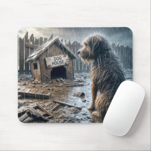 Skrafy Hund Staring vid hans Doghouse Musmatta