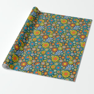 Skraj 70-talstilblommor presentpapper