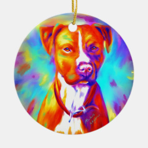 Skraj ängel - Pitbull Julgransprydnad Keramik