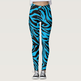Skraj blåttzebra tryckdamasker leggings