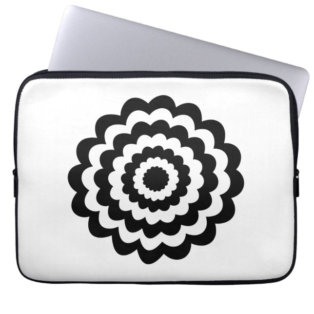 Skraj blomma i svart och White. Laptop Sleeve (Framsidan)