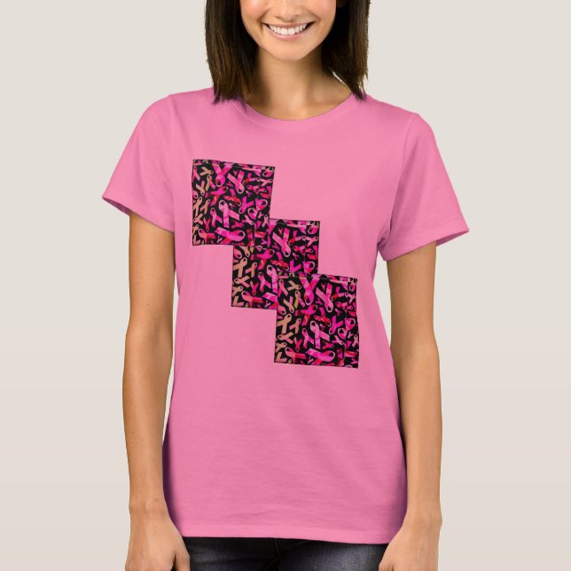 Skraj bröstcancerrosett band tee shirt (Framsida)