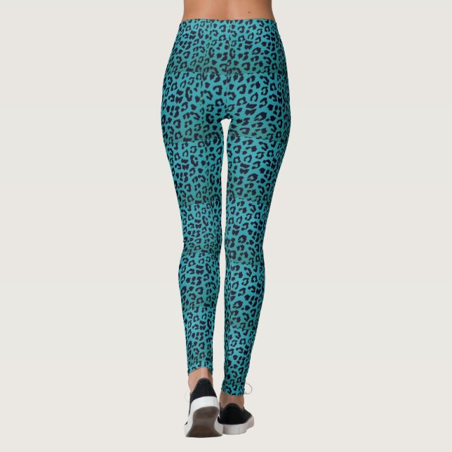 Skraj damasker för blåttLeopardtryck Leggings (Baksida)