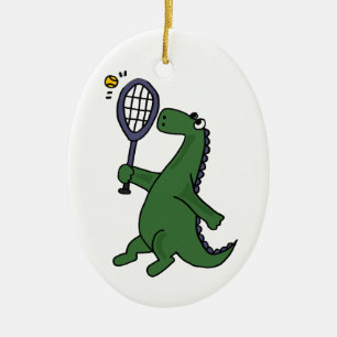 Skraj Dinosaur som leker tennistecknaden Julgransprydnad Keramik