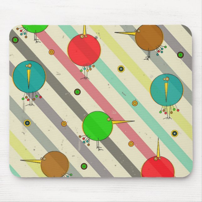 Skraj fåglar randiga Mousepad Musmatta (Framsidan)