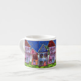 Skraj färgrika hus espressomugg