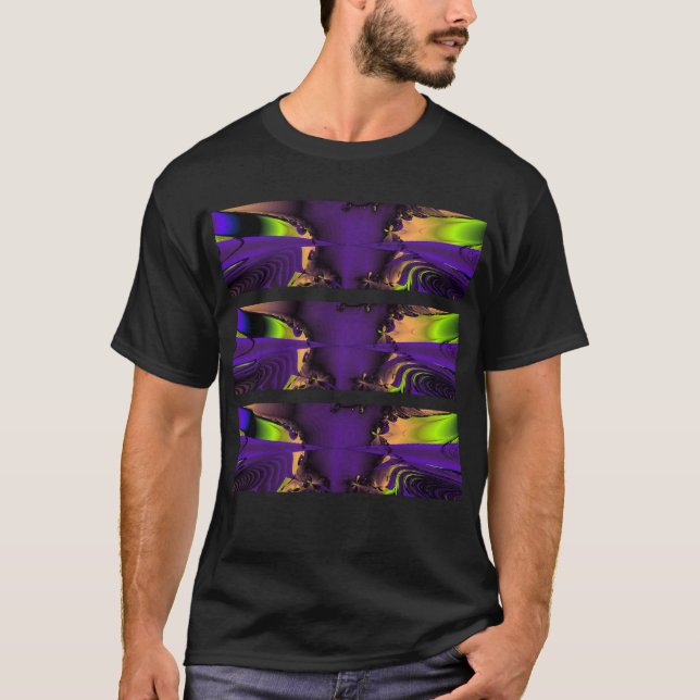 Skraj Fractal Art. för lilor och för grönt Tee Shirt (Framsida)