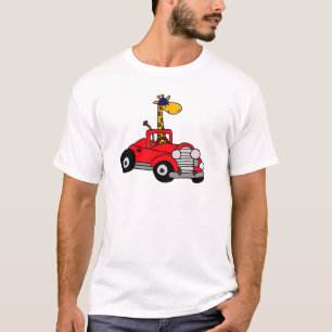 Skraj giraff som kör röd cabriolet tröja