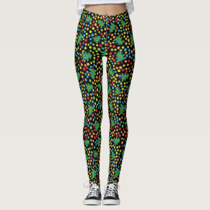 Skraj julgranar och polka dotsdamasker leggings