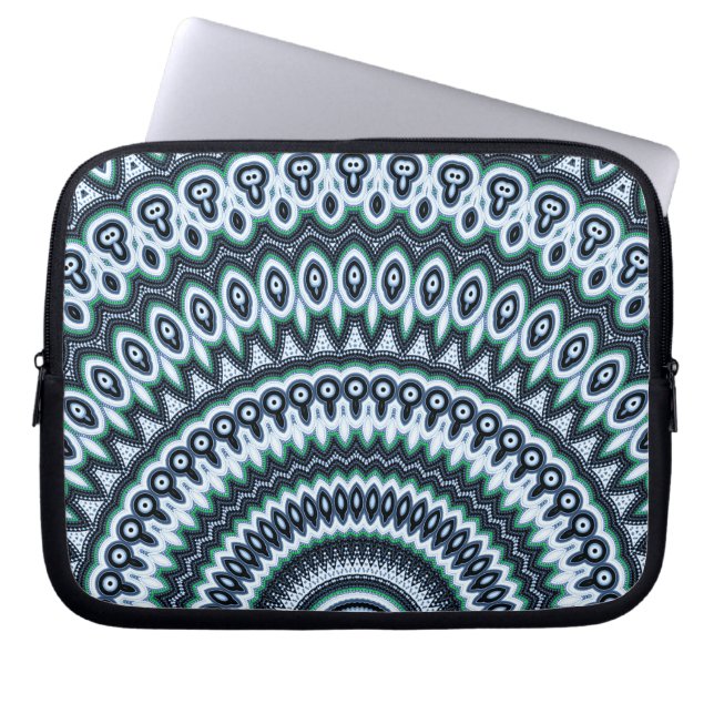 Skraj laptop sleeve för påfågelMandalamönster (Framsidan)