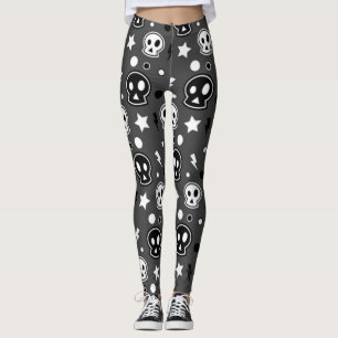 Skraj mörkt skallemönster leggings