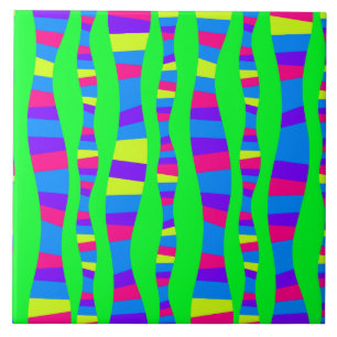 Skraj neon färgar det Psychedelic Retro moderna Kakelplatta