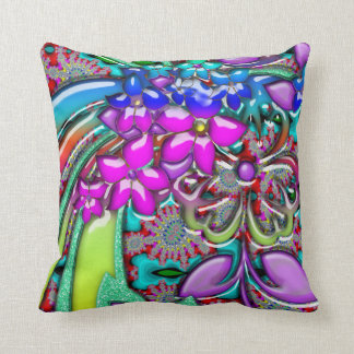 Skraj ny regnbåge av Retro blommor Kudde