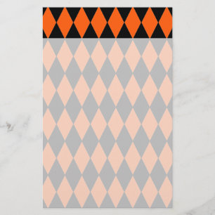 Skraj orange- och svartdiamantHarlequinmönster Brevpapper