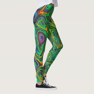 Skraj Psychedelic färgrik abstrakt damasker Leggings