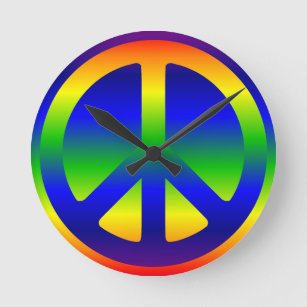 Skraj regnbågefredsymbol rund klocka